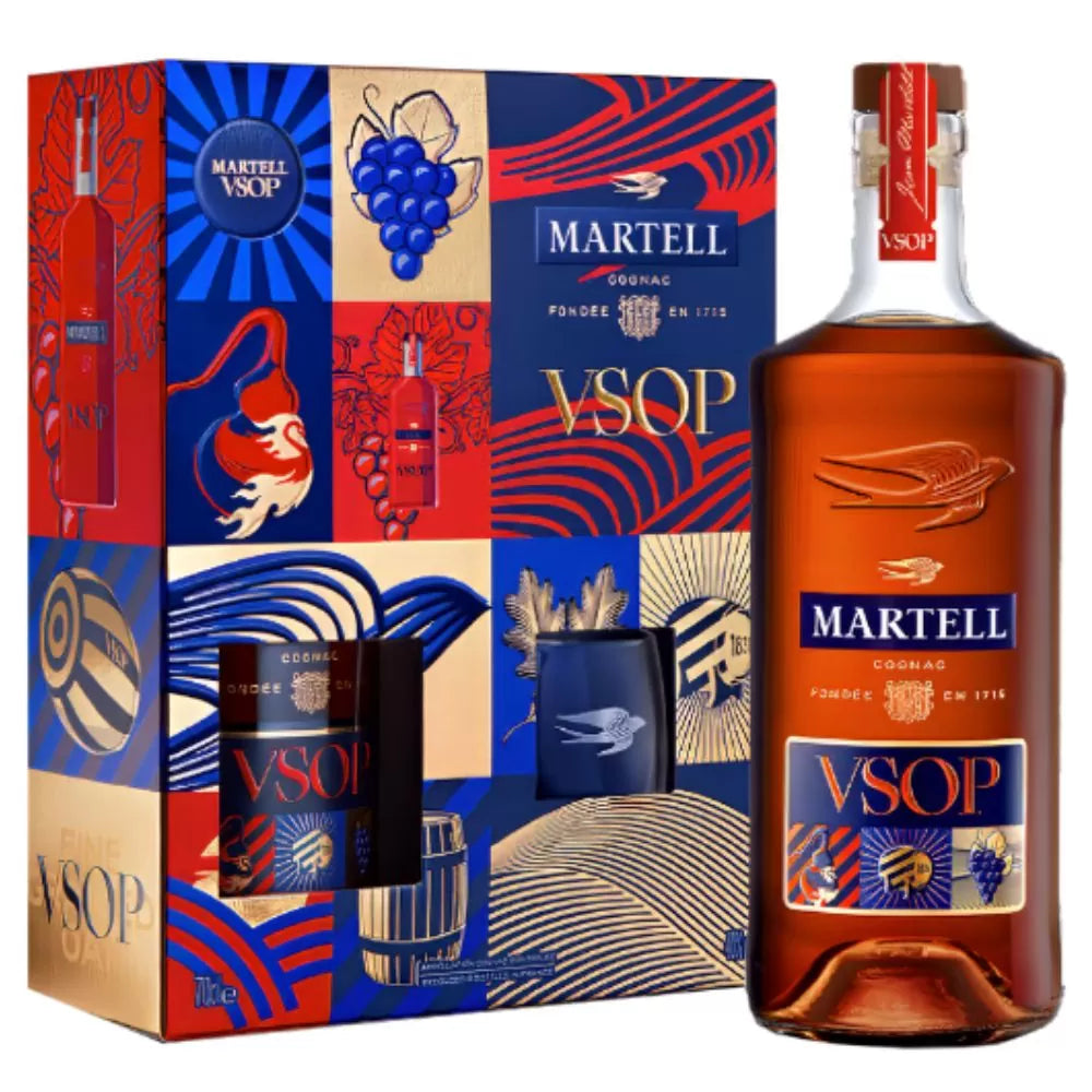 Martell VSOP Cognac With 2 x Branded Glasses Gift Set 40