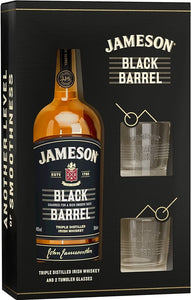 Jameson Black Barrel Triple Distilled Irish Whiskey And 2 Tumbler Glasses Gift Set 40%