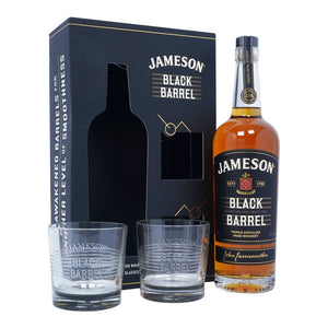 Jameson Black Barrel Triple Distilled Irish Whiskey And 2 Tumbler Glasses Gift Set 40%