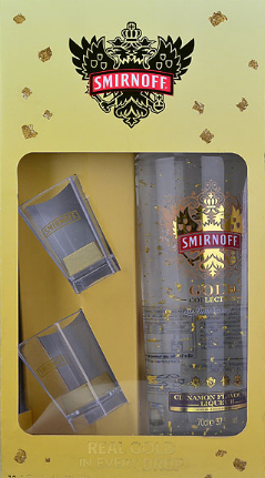 Smirnoff Gold Cinnamon Vodka + 2 Shot Glasses Gift Set 37.5%